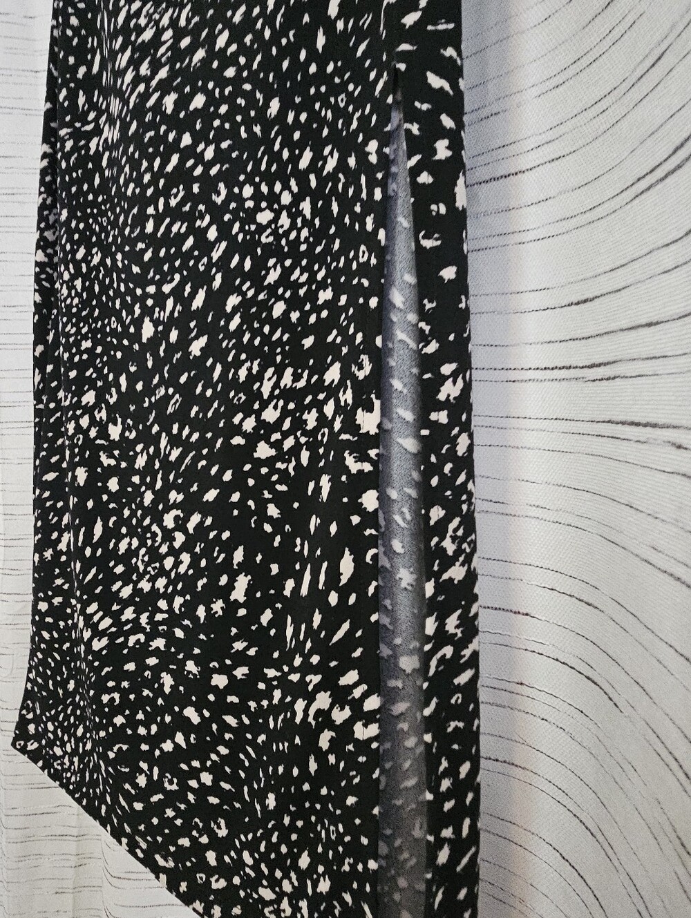 Windsor Black and White Printed Midi Skirt with Side Slit